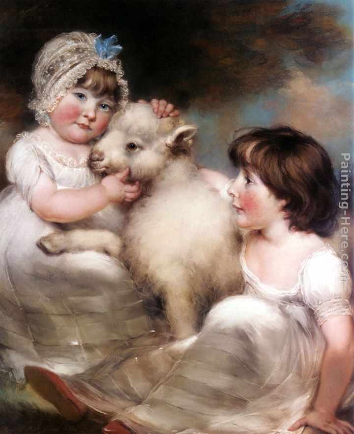 John Russell Portrait of Miss E. and Miss L. Earle with a Lamb